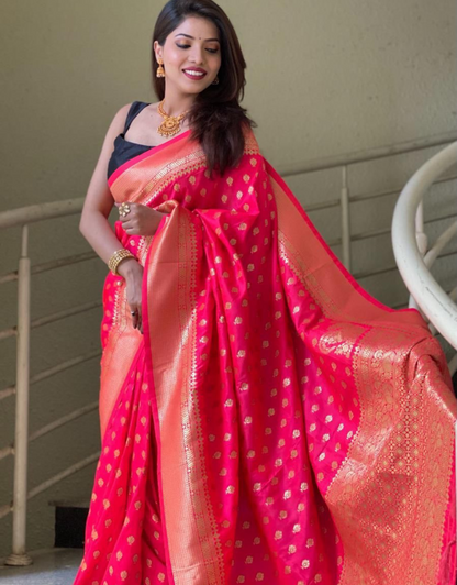 Shenaaz Red Banarasi Silk Saree