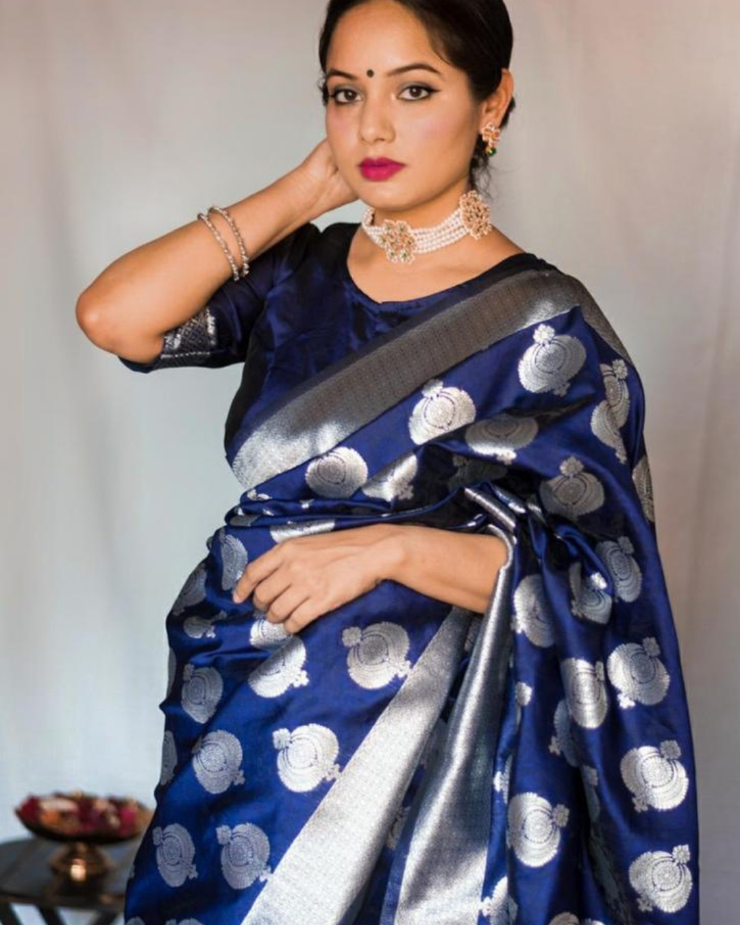 Prabhutha NavuBlue Banarasi Soft Silk Saree