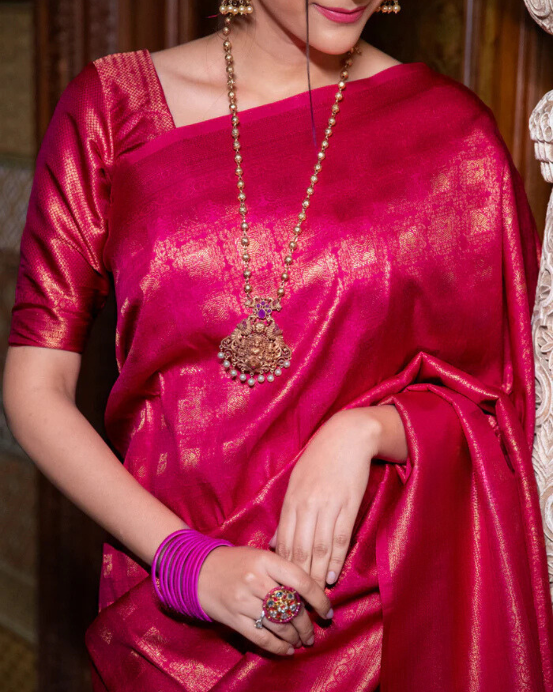 Fuchsia Glow - Banarasi Silk Saree