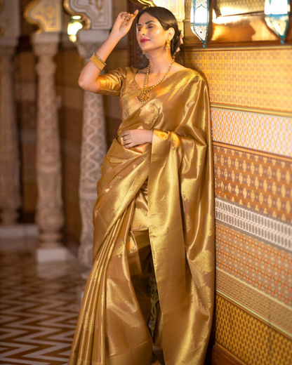 Golden Bloom - Banarasi Silk Saree