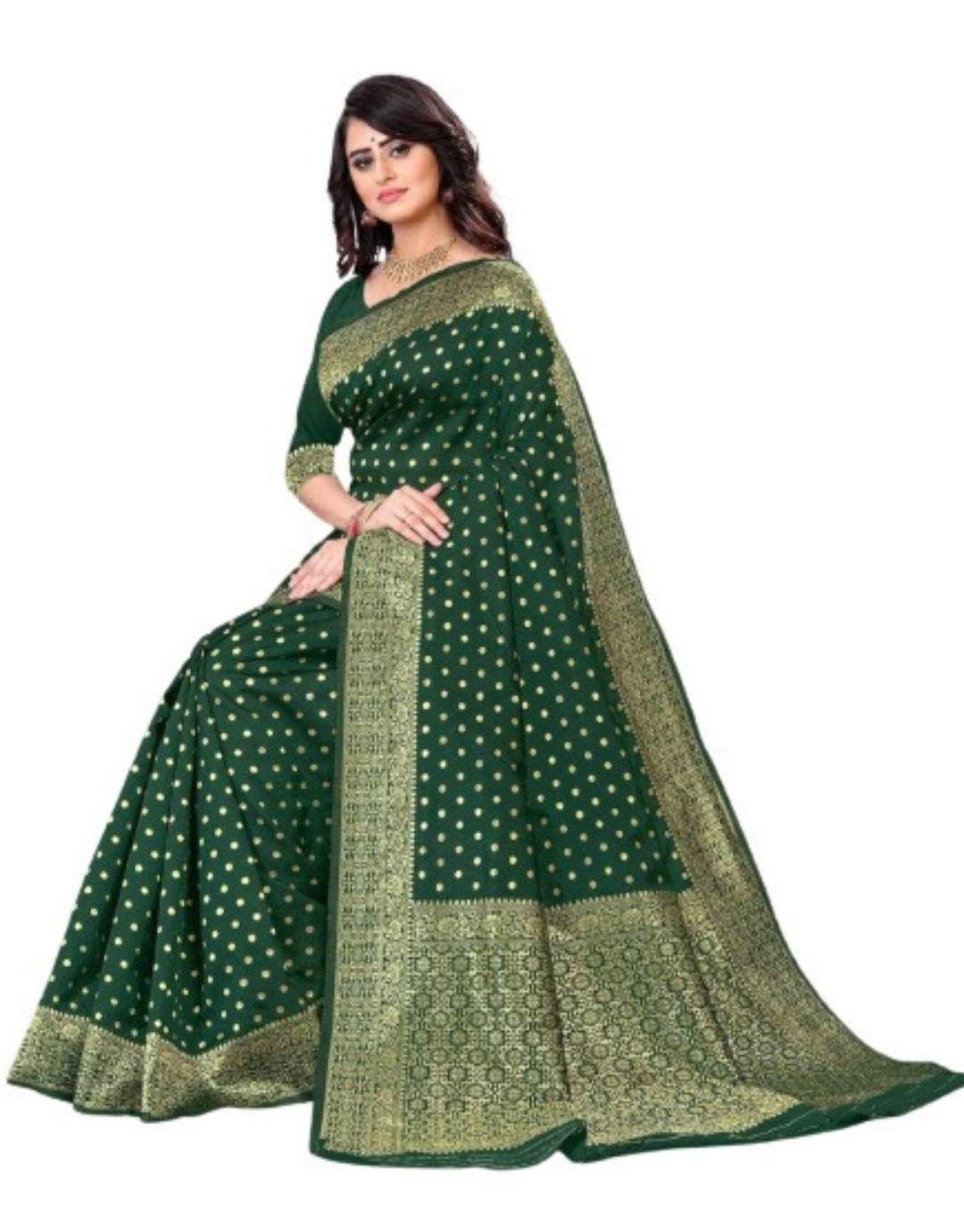 Rohini Dark Green Banarasi saree