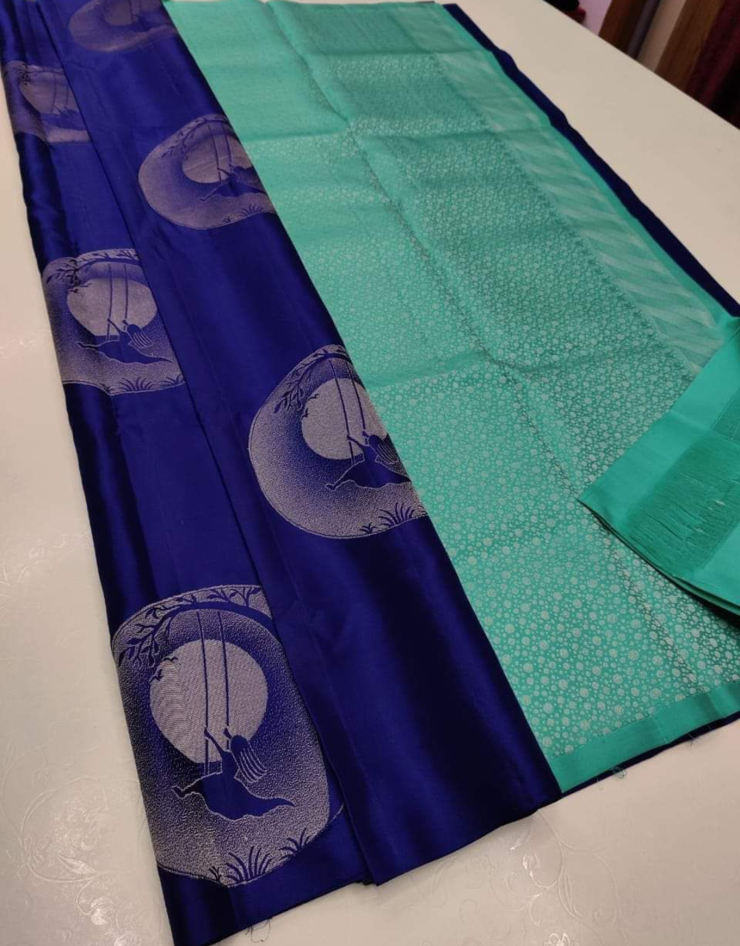 Jeel Blue Litchi Silk Saree