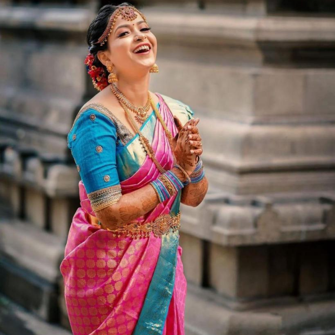 Kalyani Pink Kanchipuram saree