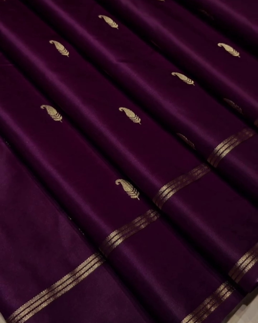 Samya - Royal Purple Silk Saree With Golden Zari Work