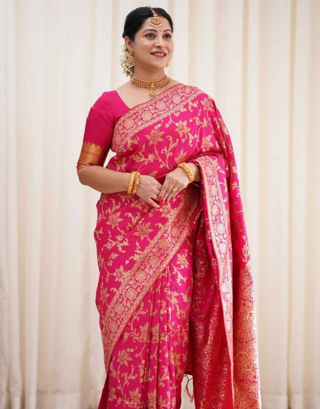 Sakshi Pink Kanchipuram Saree