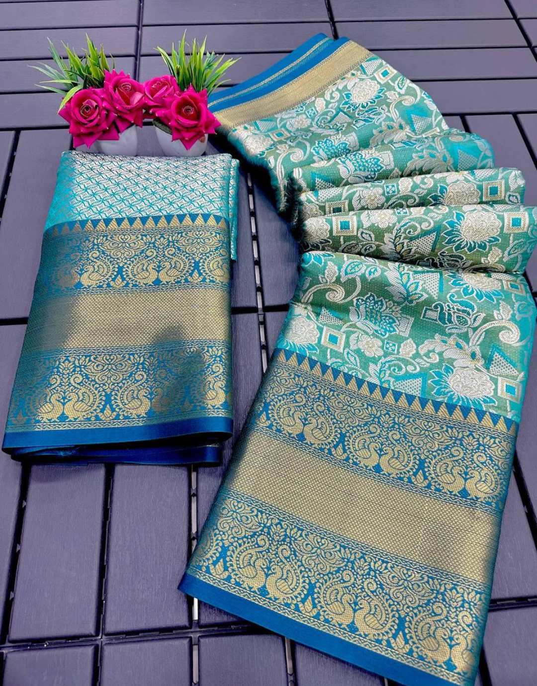 Umika Sky Blue Kanchipuram Saree