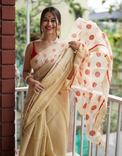 Janvi OffWhite Manipuri Cotton Silk Saree