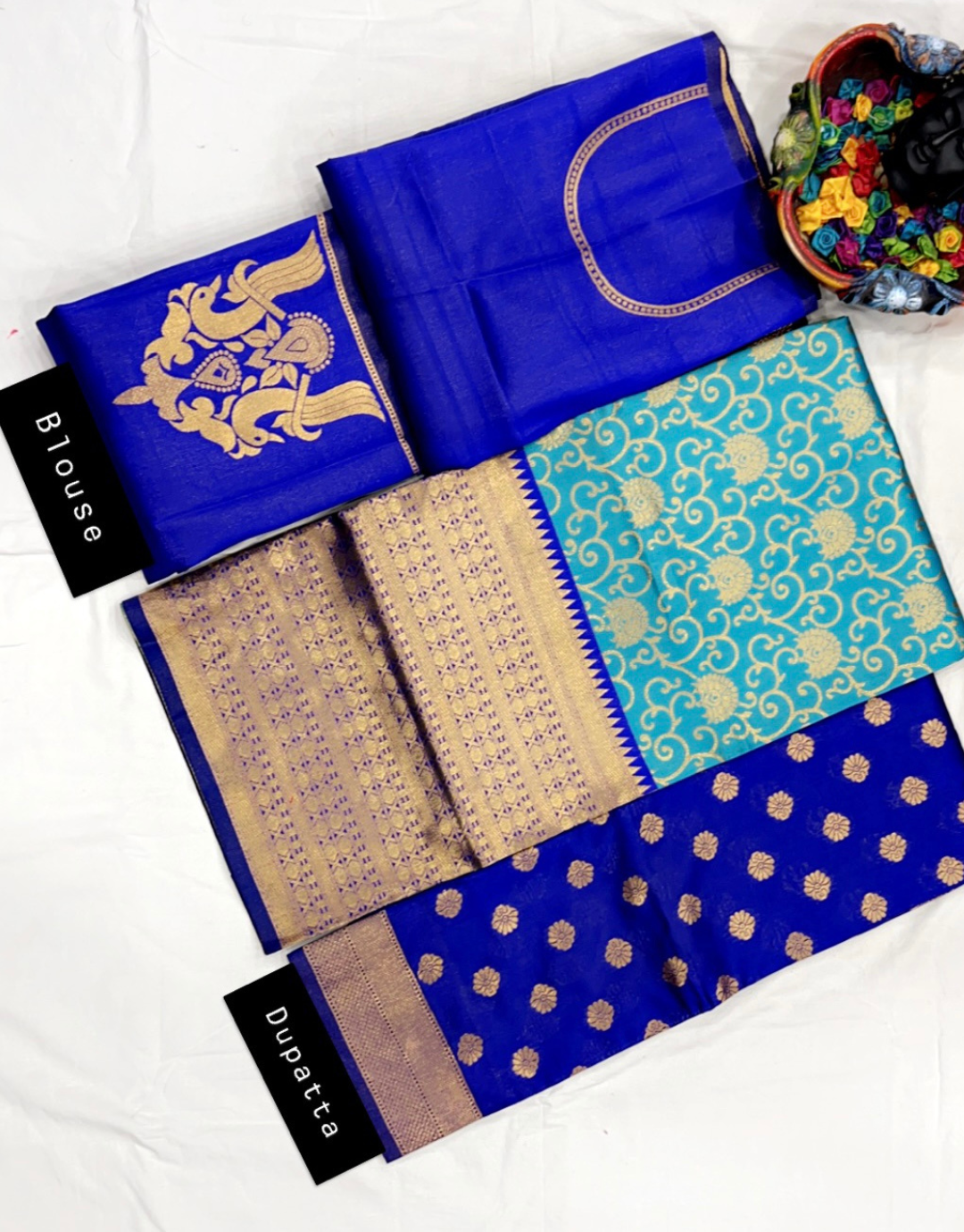 Maitri SkyBlue Kanchipuram Half Saree