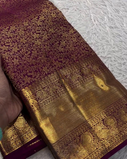 Shakshi - Maroon Banarasi Silk Saree with Heavy Zari Border