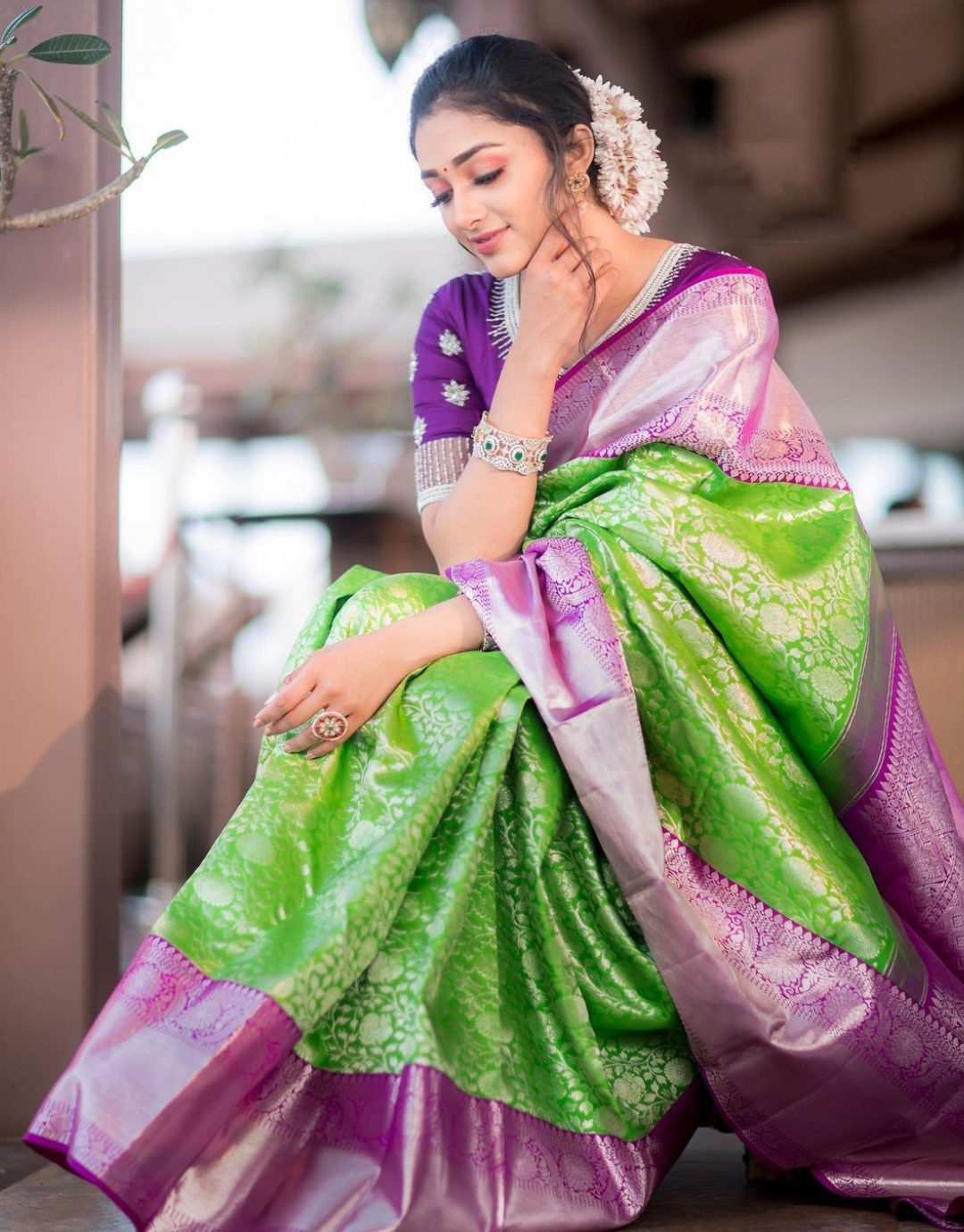 Anupama Green Kanchipuram Silk Saree With Attractive Blouse