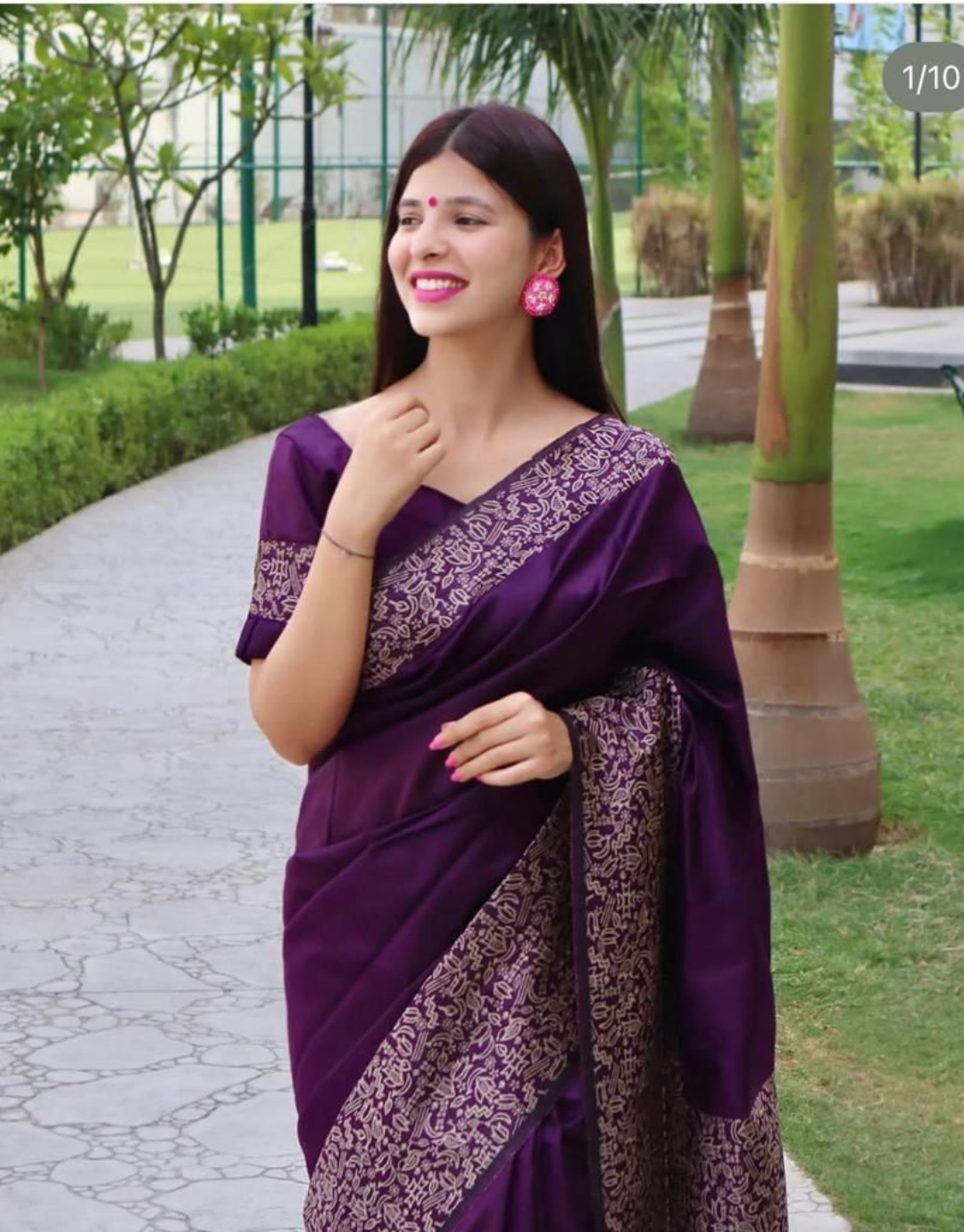 Nimrit Violet Banarasi Silk Saree