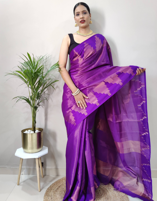 Jeevika Barney Purple Soft Silk Saree