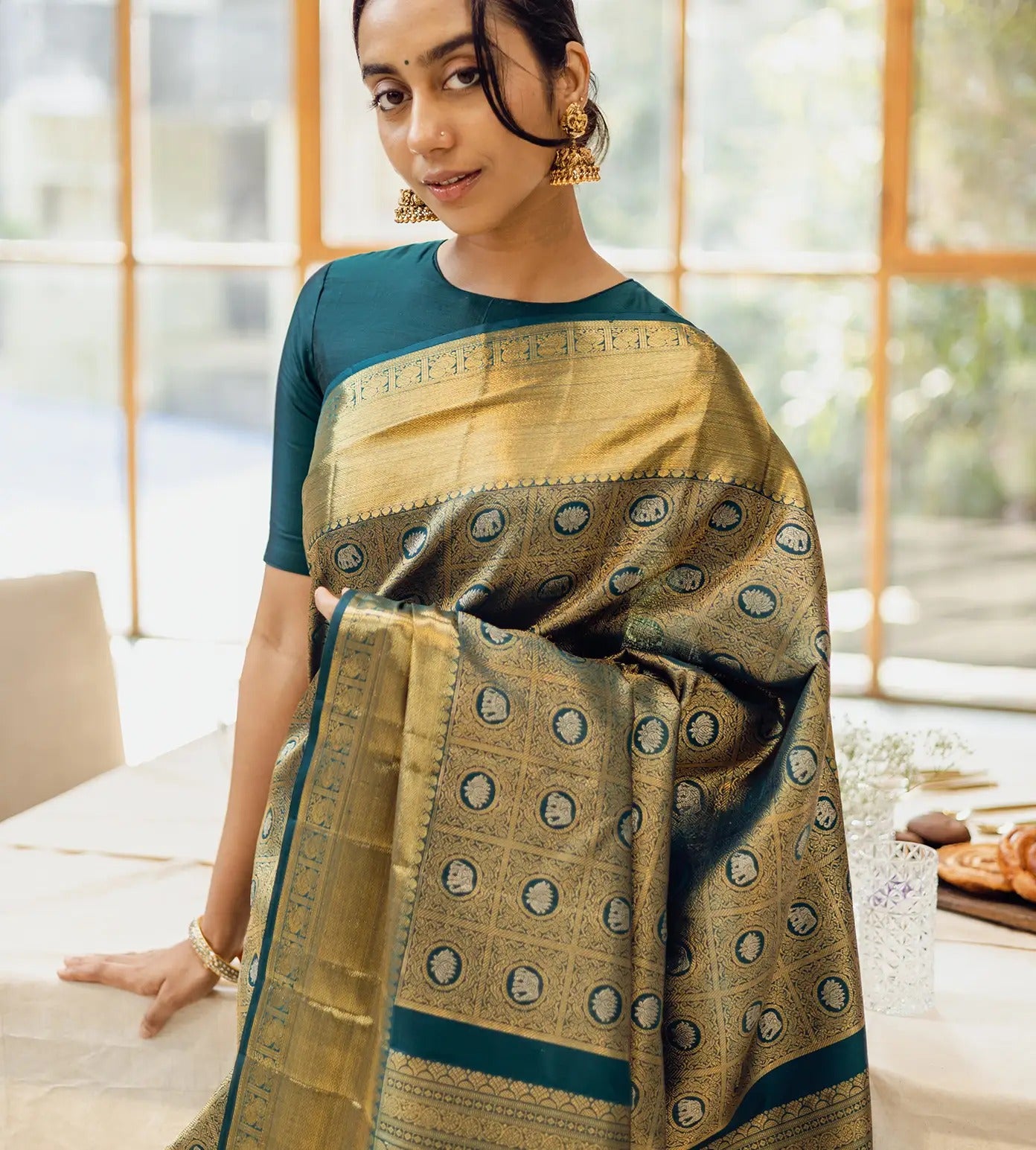 Heta RamaGreen Banarasi Silk Saree