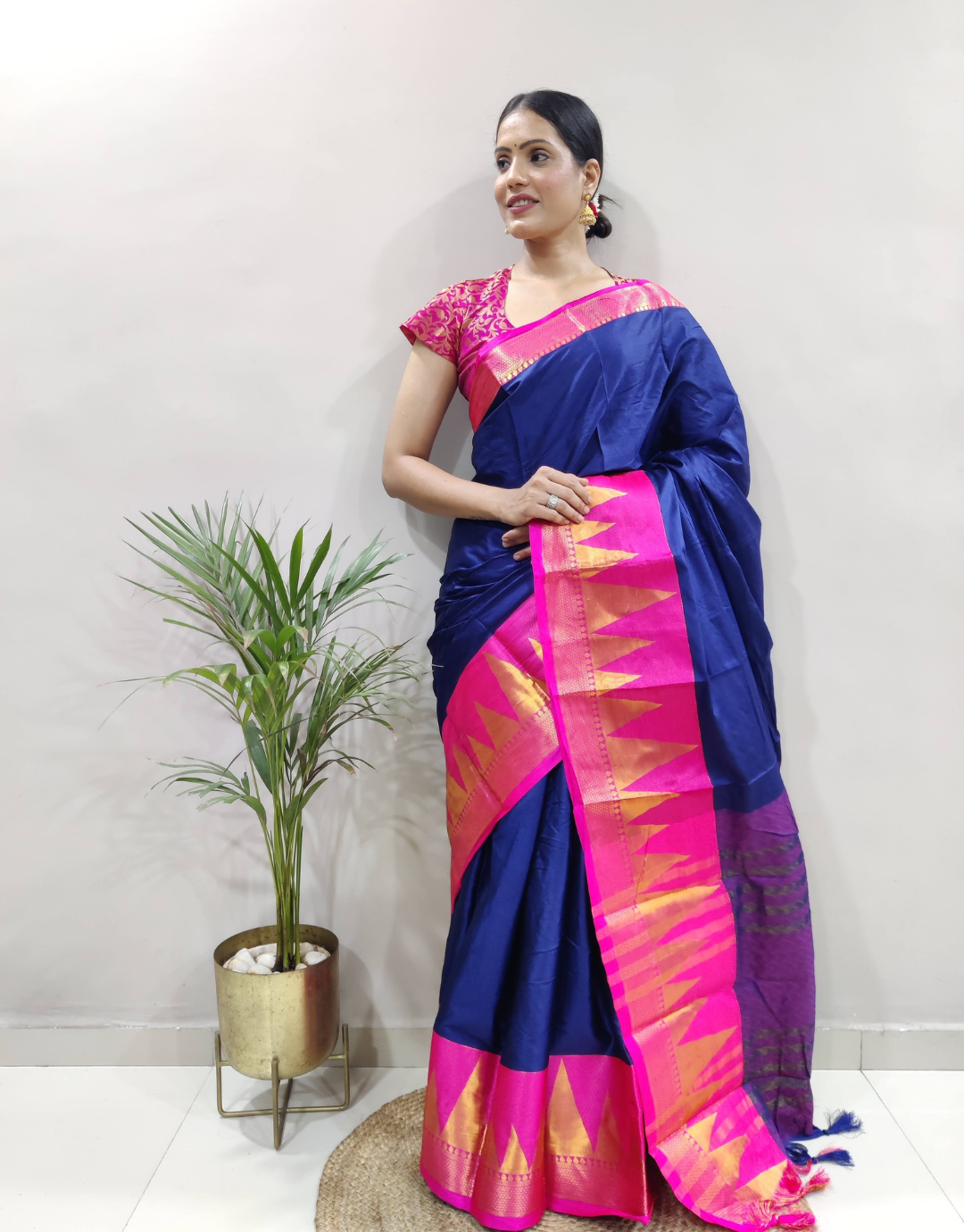 Veena Royal Blue Soft Silk Saree