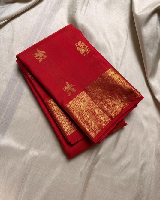 Kavya - Traditional Red Kanjivaram Saree