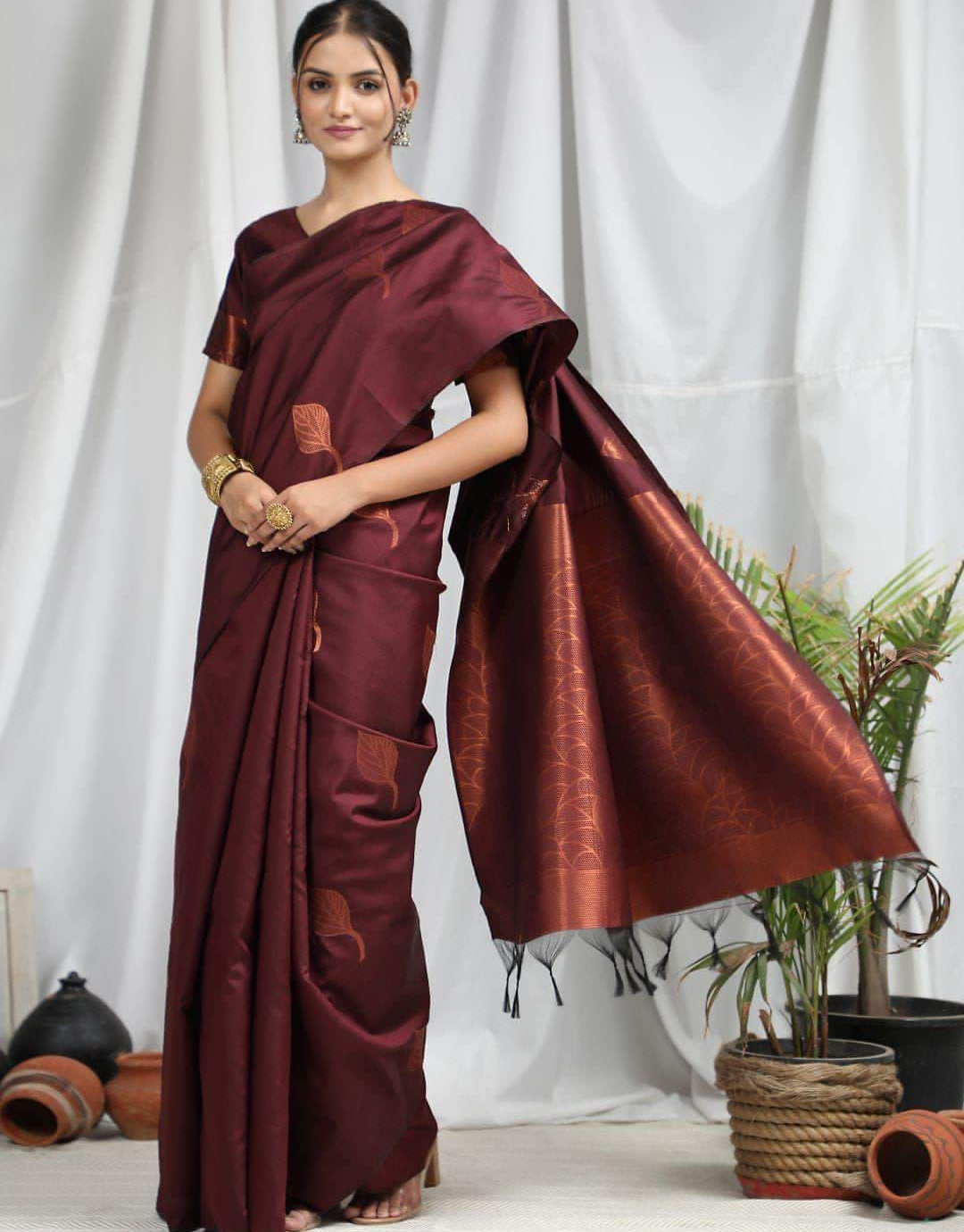 Alisha Maroon Soft Silk Saree