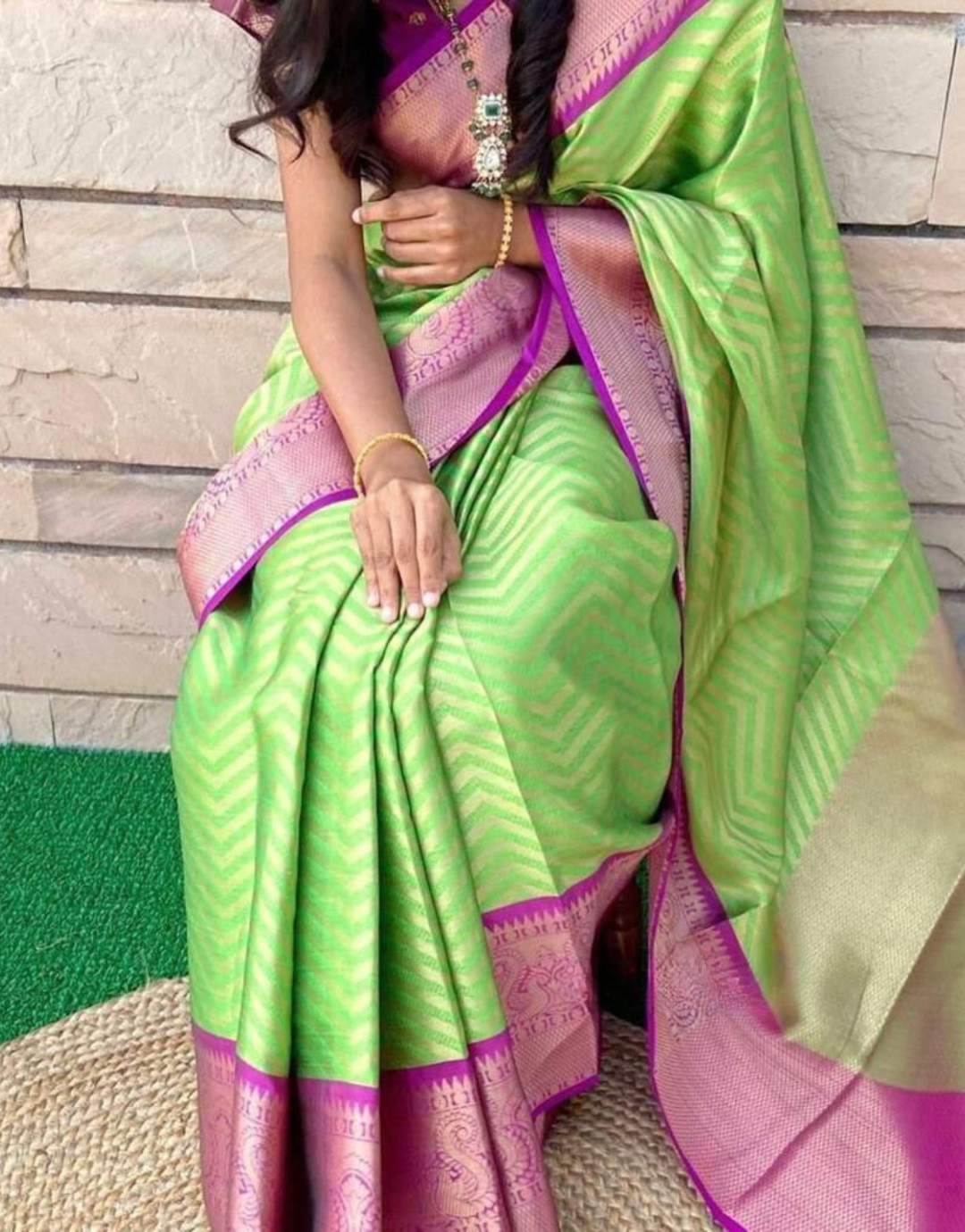 Rahi Toxic Green Banarasi Silk Saree