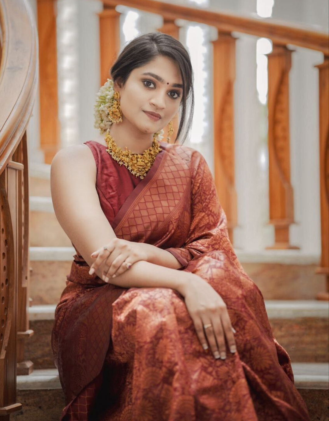 Jyoti Maroon Banarasi Silk Saree