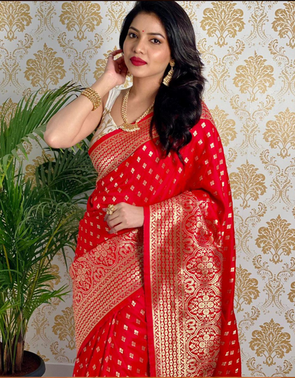 Ragini Red Banarasi Silk Saree