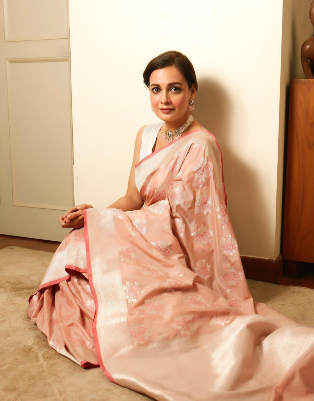 Rajvi Peach Soft Silk Saree