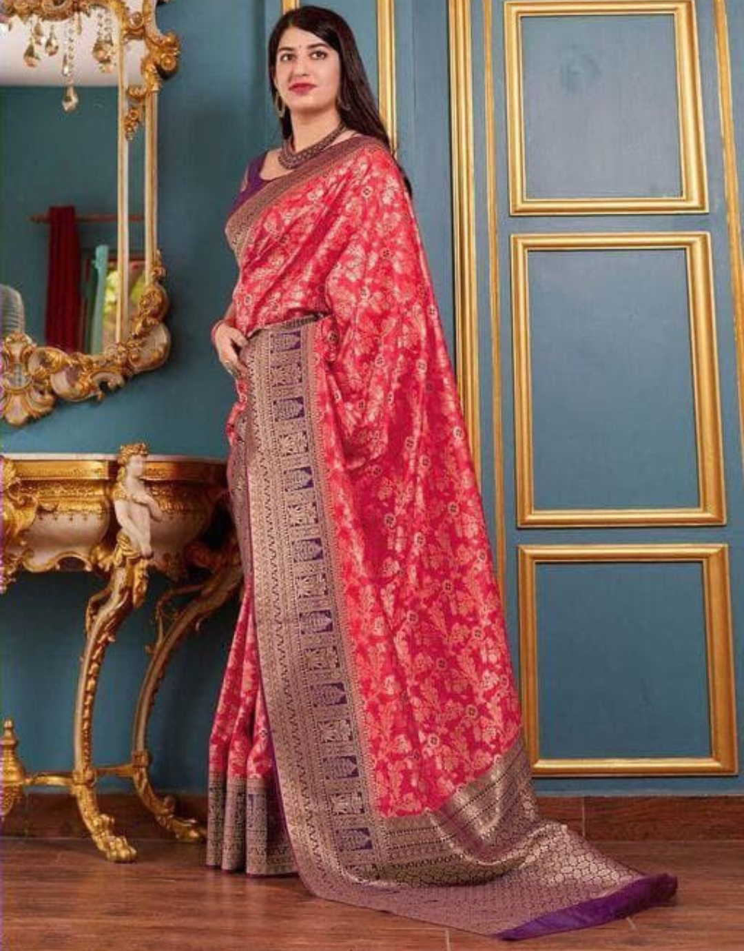 Preeta Red Banarasi Silk Saree