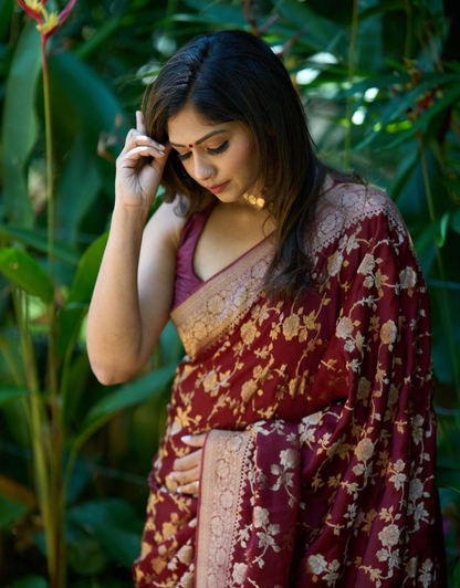 Mahi Maroon Banarasi Silk Saree