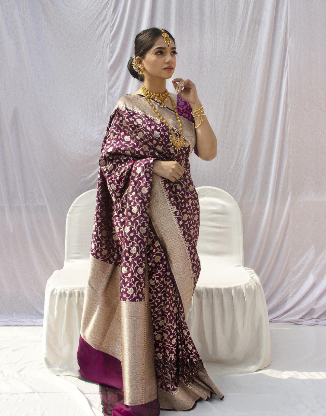 Shilpa Wine Kanchipuram Saree