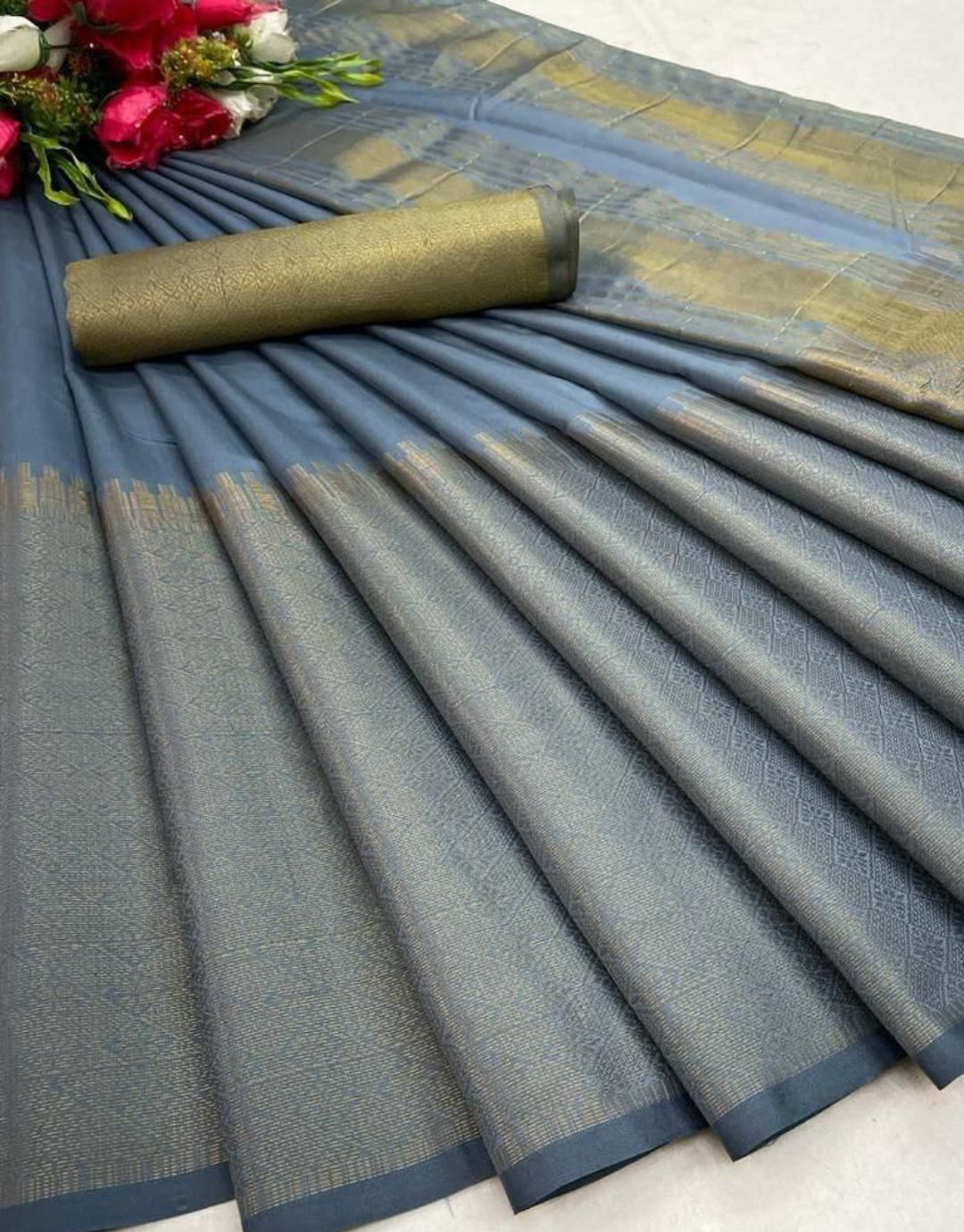 Harshita Grey Kanchipuram Saree