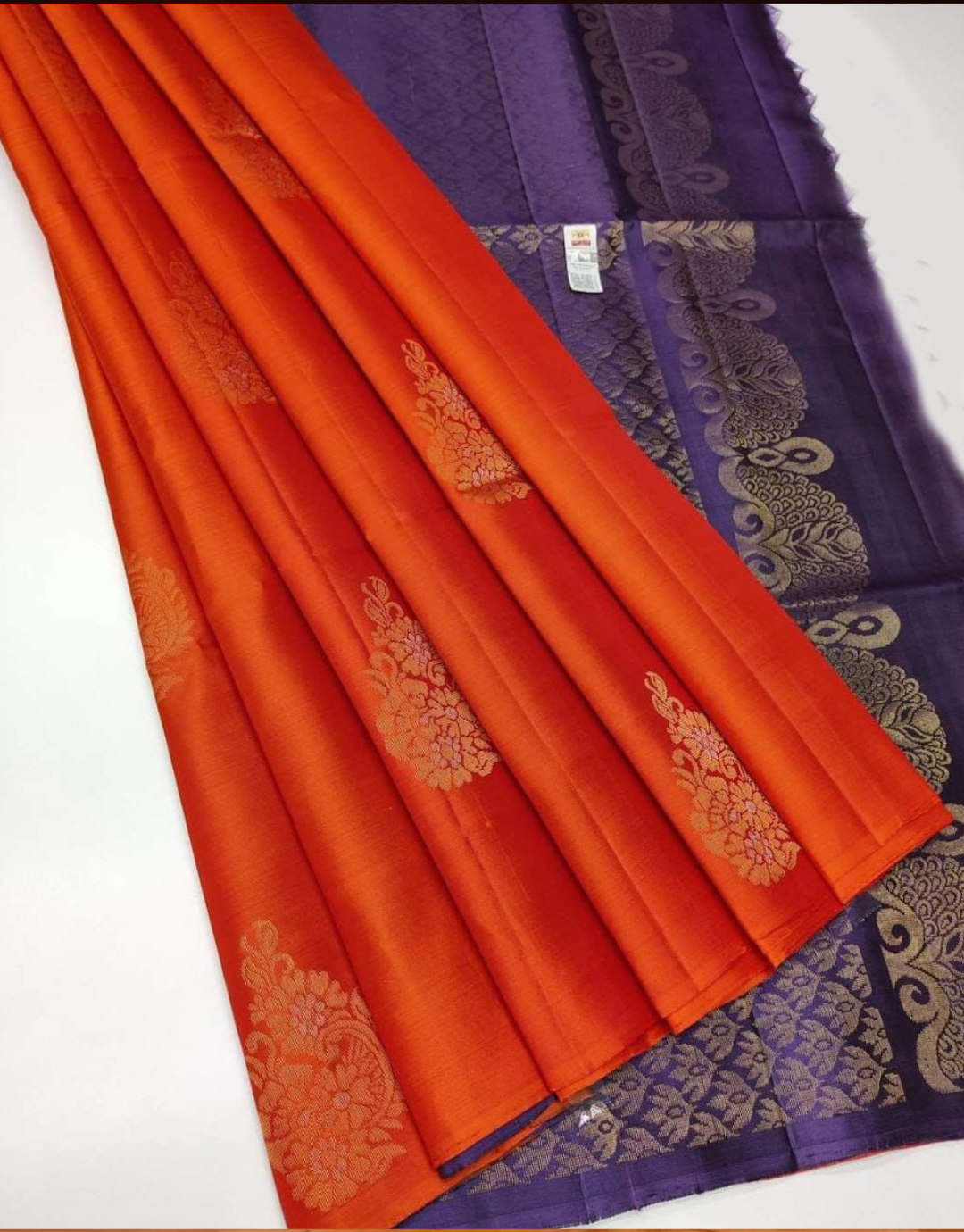 Zhalak Orange Lichi Silk Saree