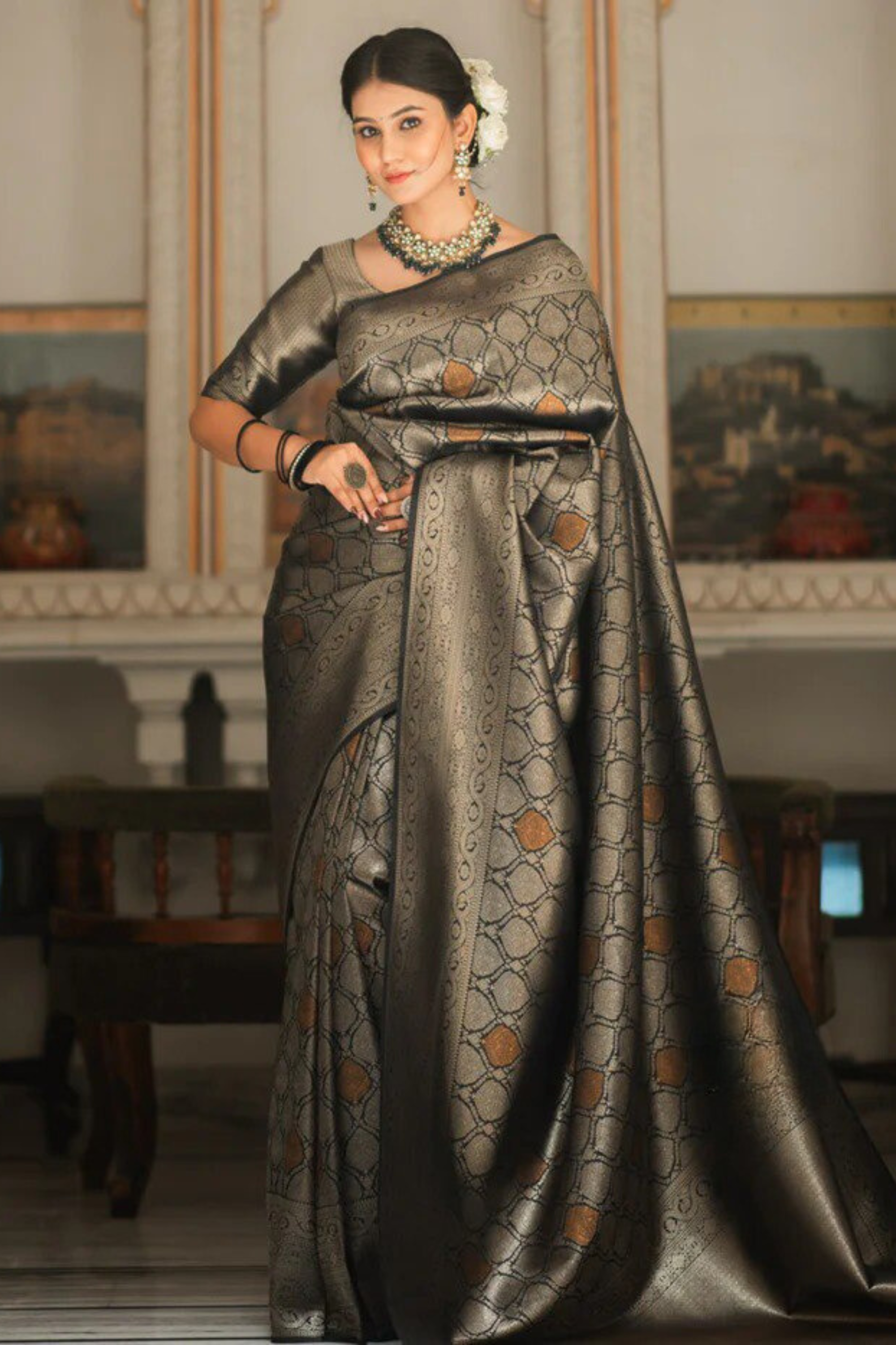 Blush Gleam - Lilac - Banarasi Silk Saree