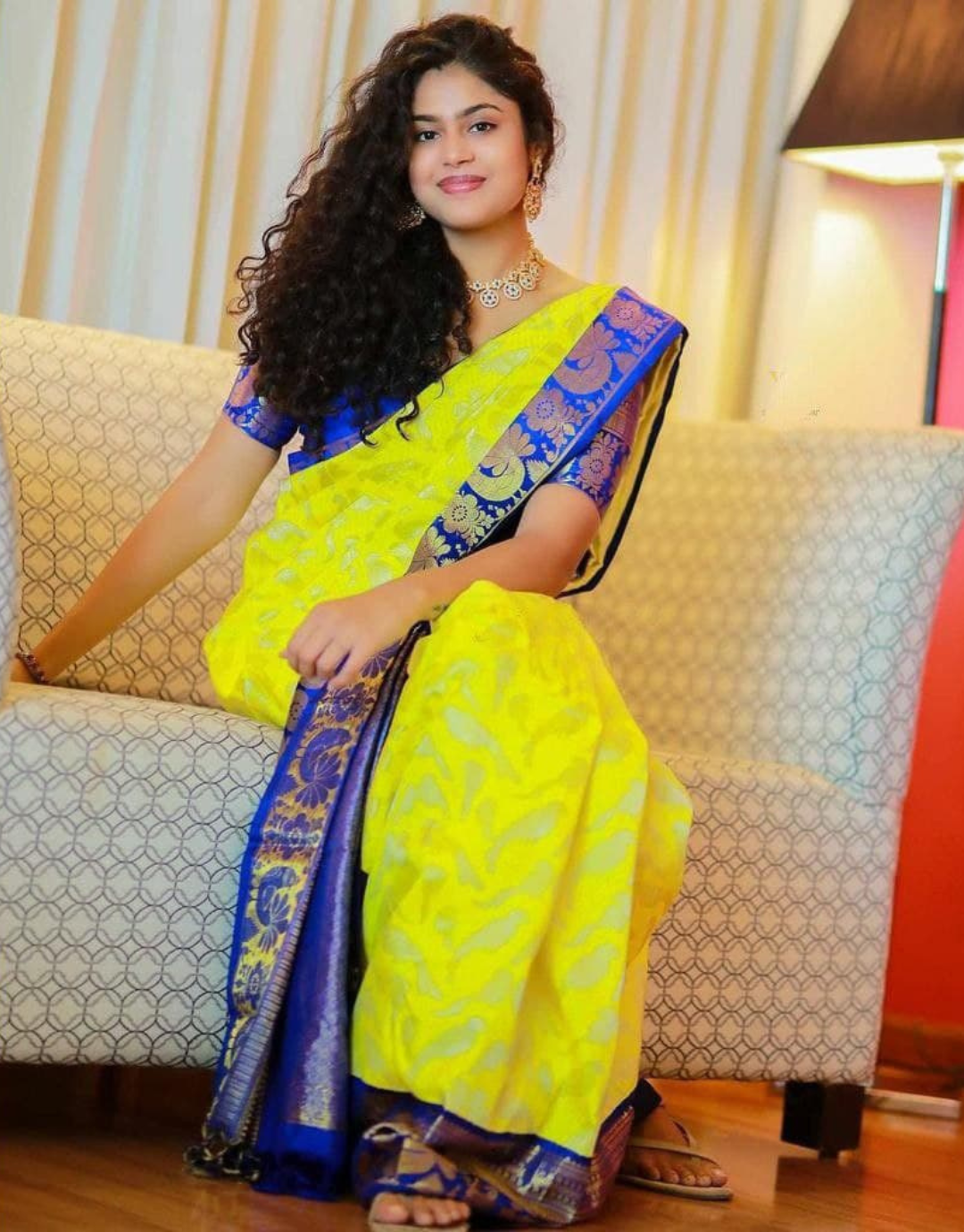 Rohini Dirty Yellow Kanchipuram Saree