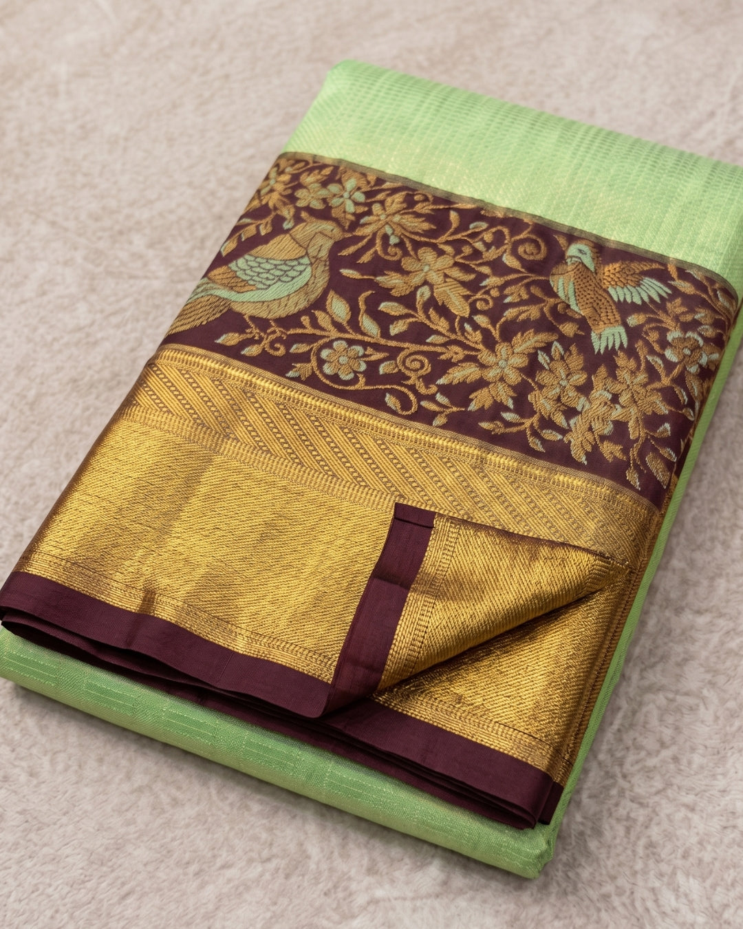 Mahi - Pastel Mint Heritage Kanjivaram Silk Blend Saree