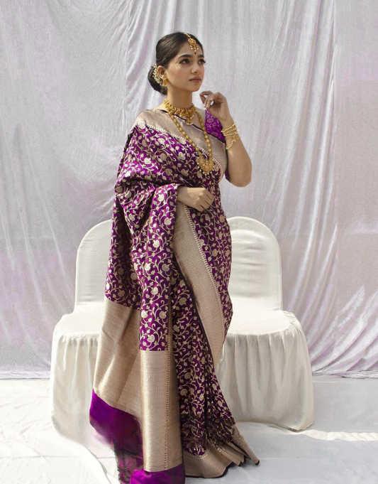 Shilpa Purple Banarasi Silk Saree