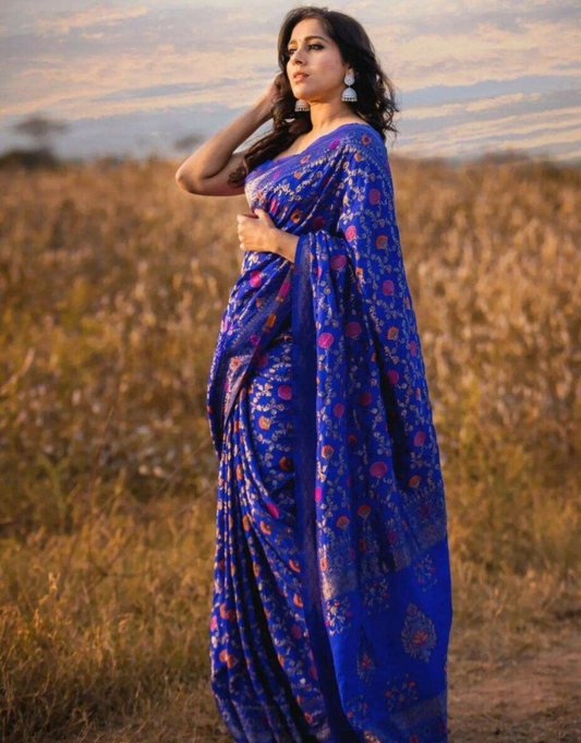 Meena Blue Banarasi Saree