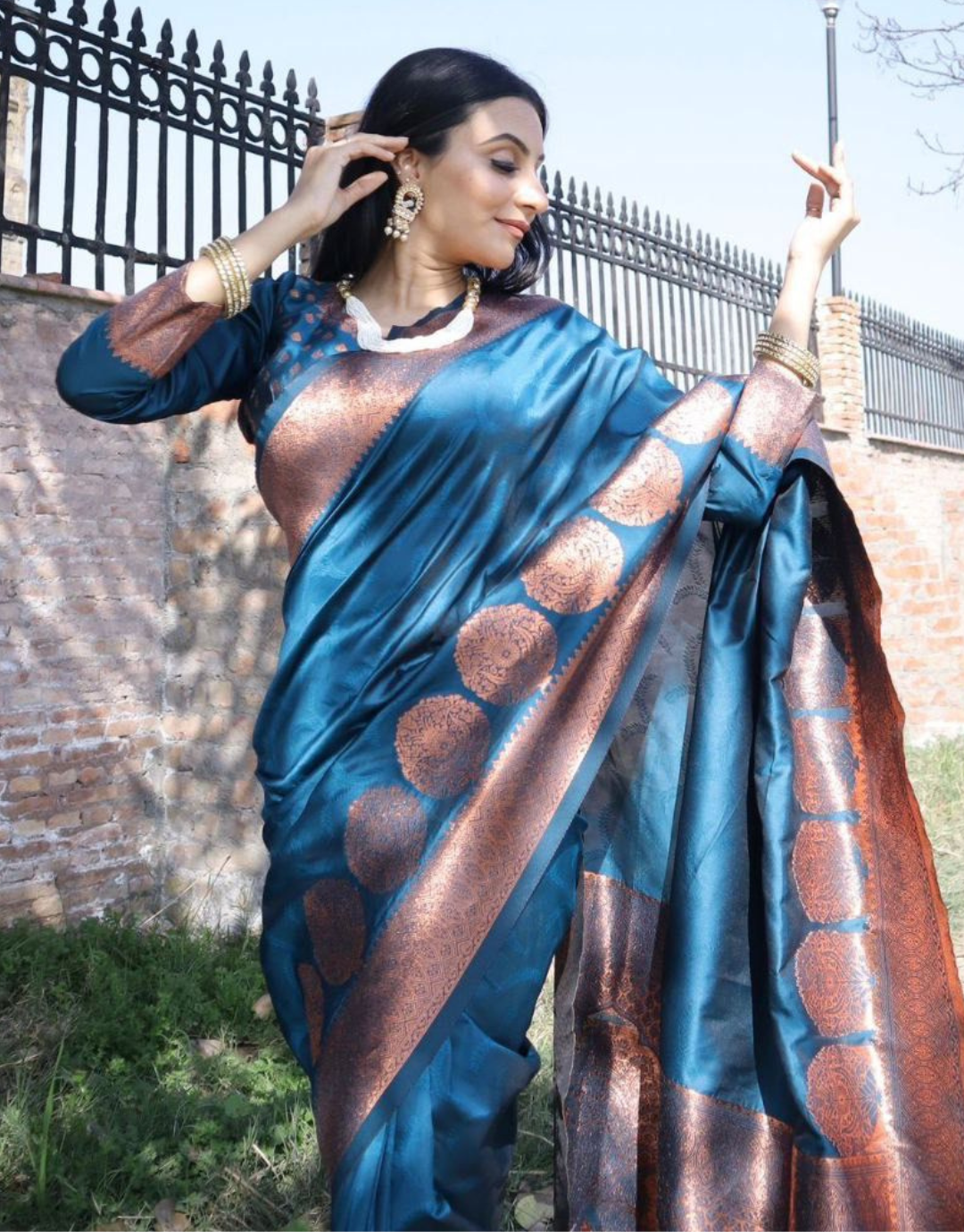 Ishika Dusk Blue Banarasi Silk Saree