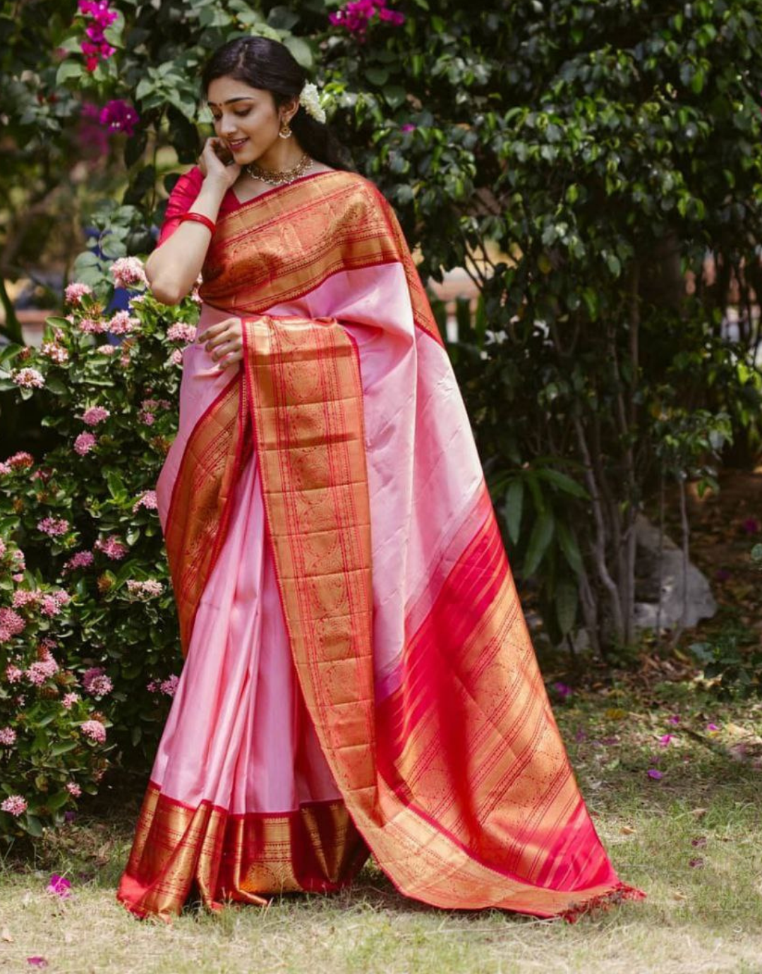 Meera Pink Kanchipuram Saree