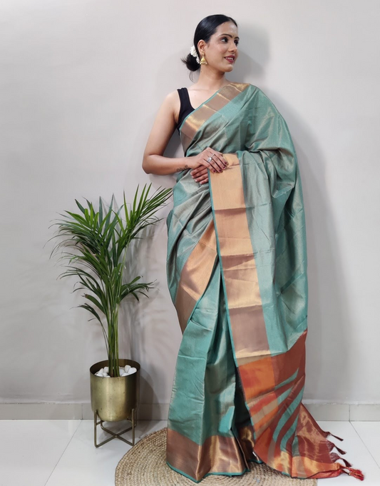 Reeva Spanish Green Soft Silk Saree