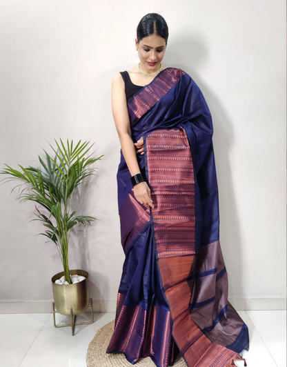 Himanshi Navy Blue Soft Silk Saree