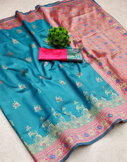 Himanshi Sky Blue Soft Silk Saree