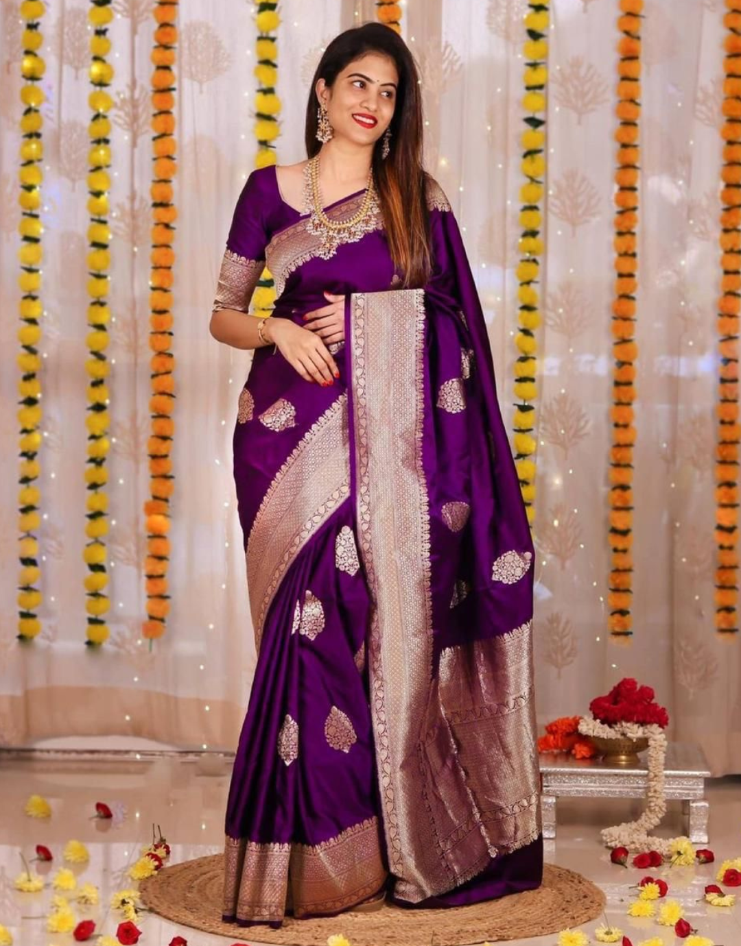 Chhaya Wine Banarasi Silk Saree