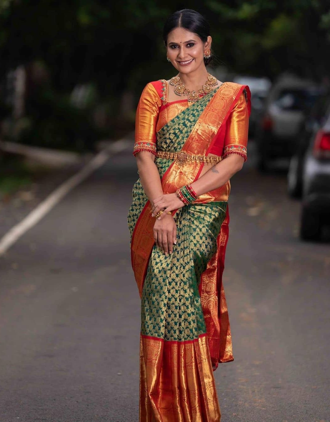 Neha Green Kanchipuram saree