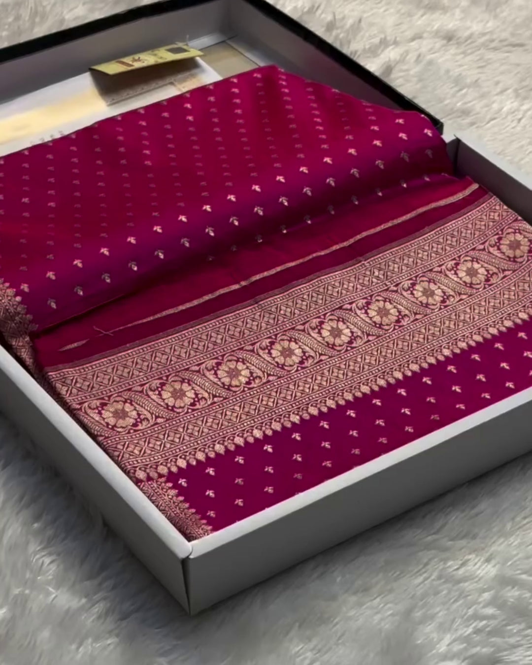 Anisha - Royal Pink Silver Zari Banarasi Saree