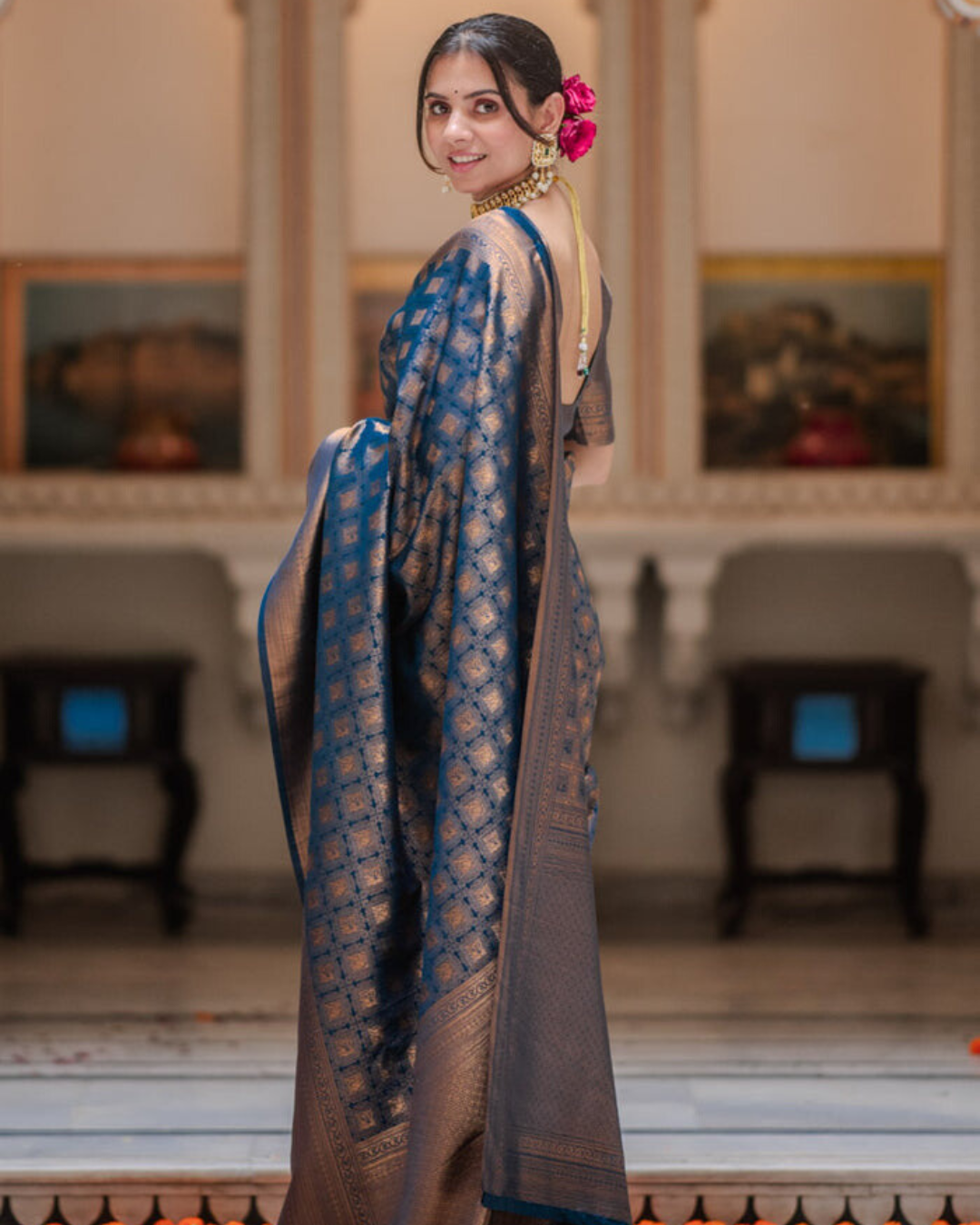 Royal Azure - Banarasi Silk Saree