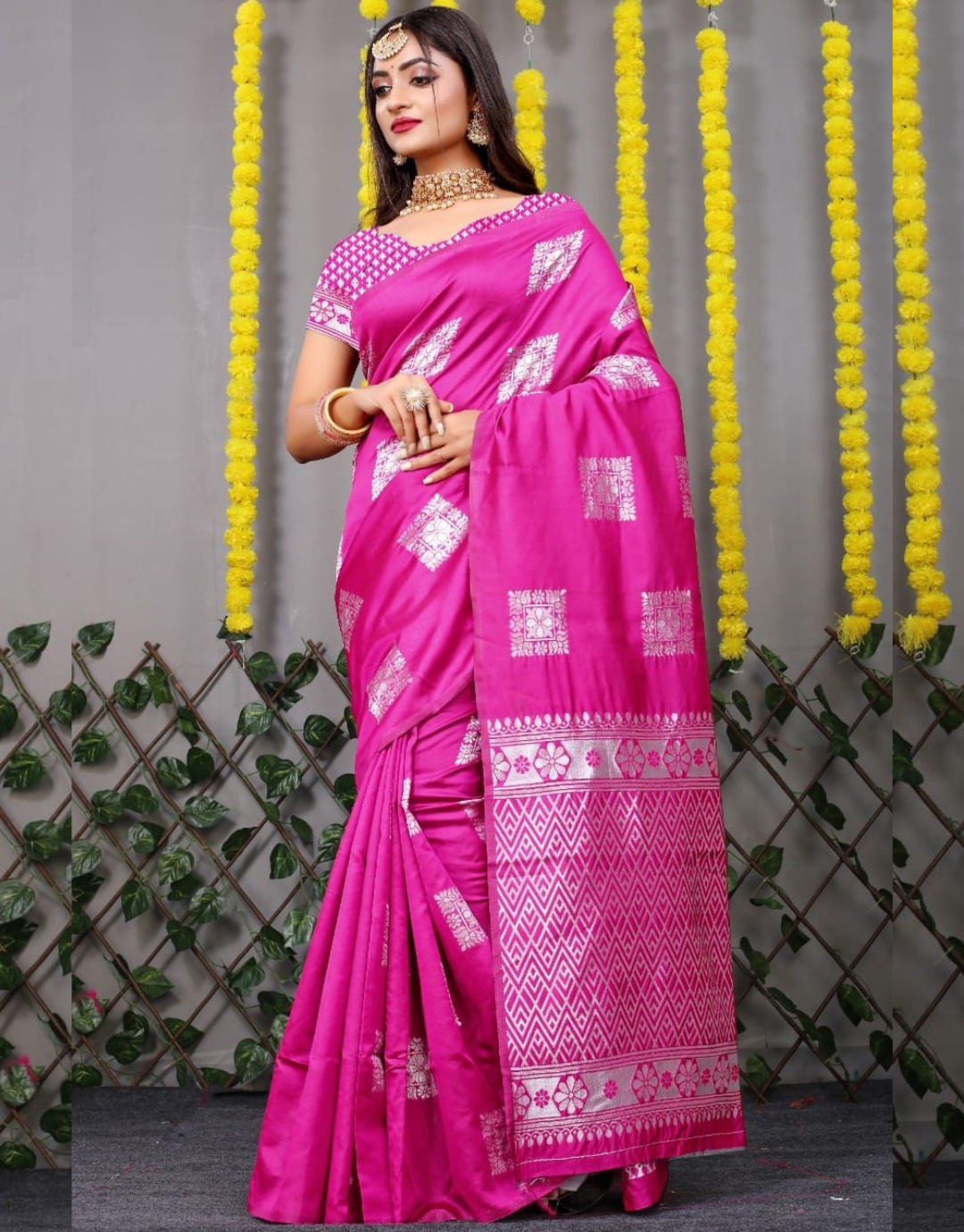 Usha Pink Soft Silk Saree