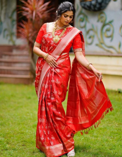 Vimla Red Kanchipuram saree