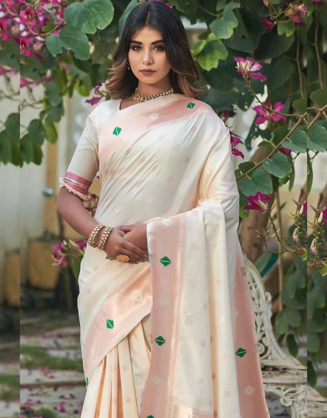 Kaveri Off White Banarasi Silk Paithani Saree