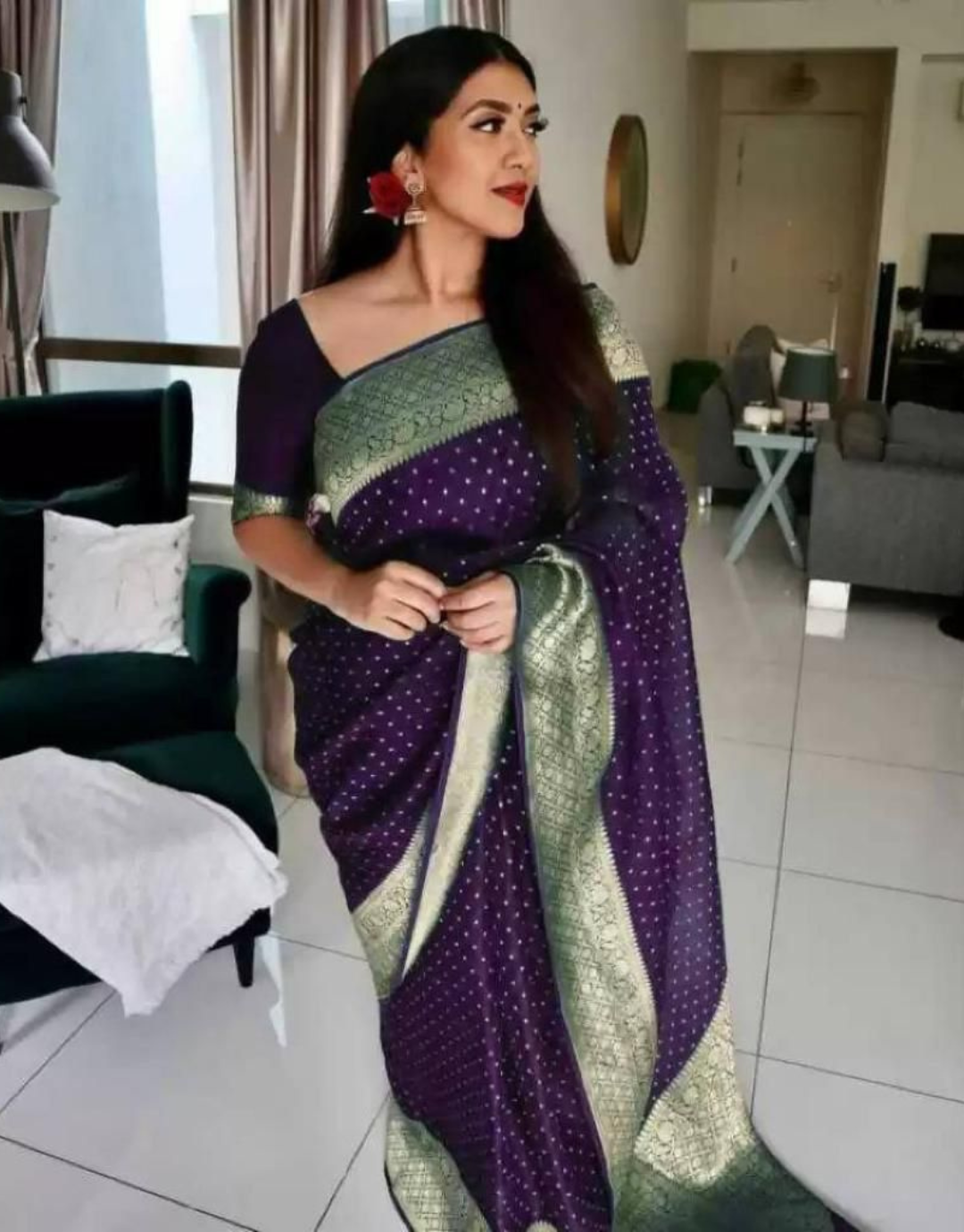 Rohini Purple Banarasi saree