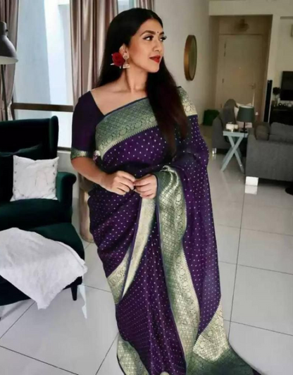 Rohini Purple Banarasi saree