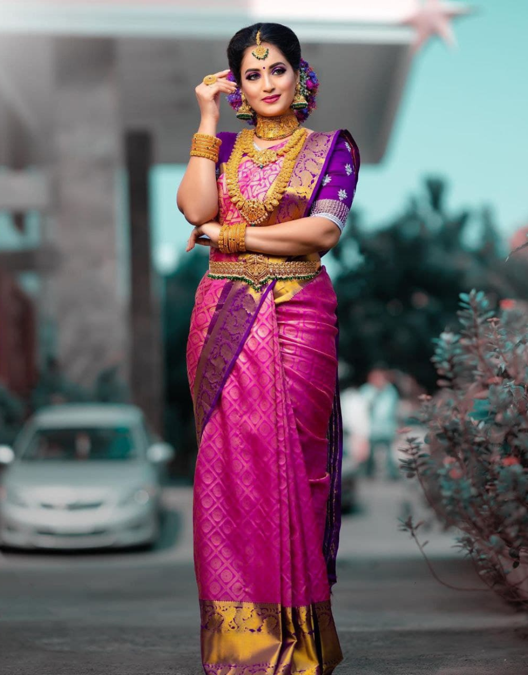 Yashika Deep Pink Kanchipuram Saree