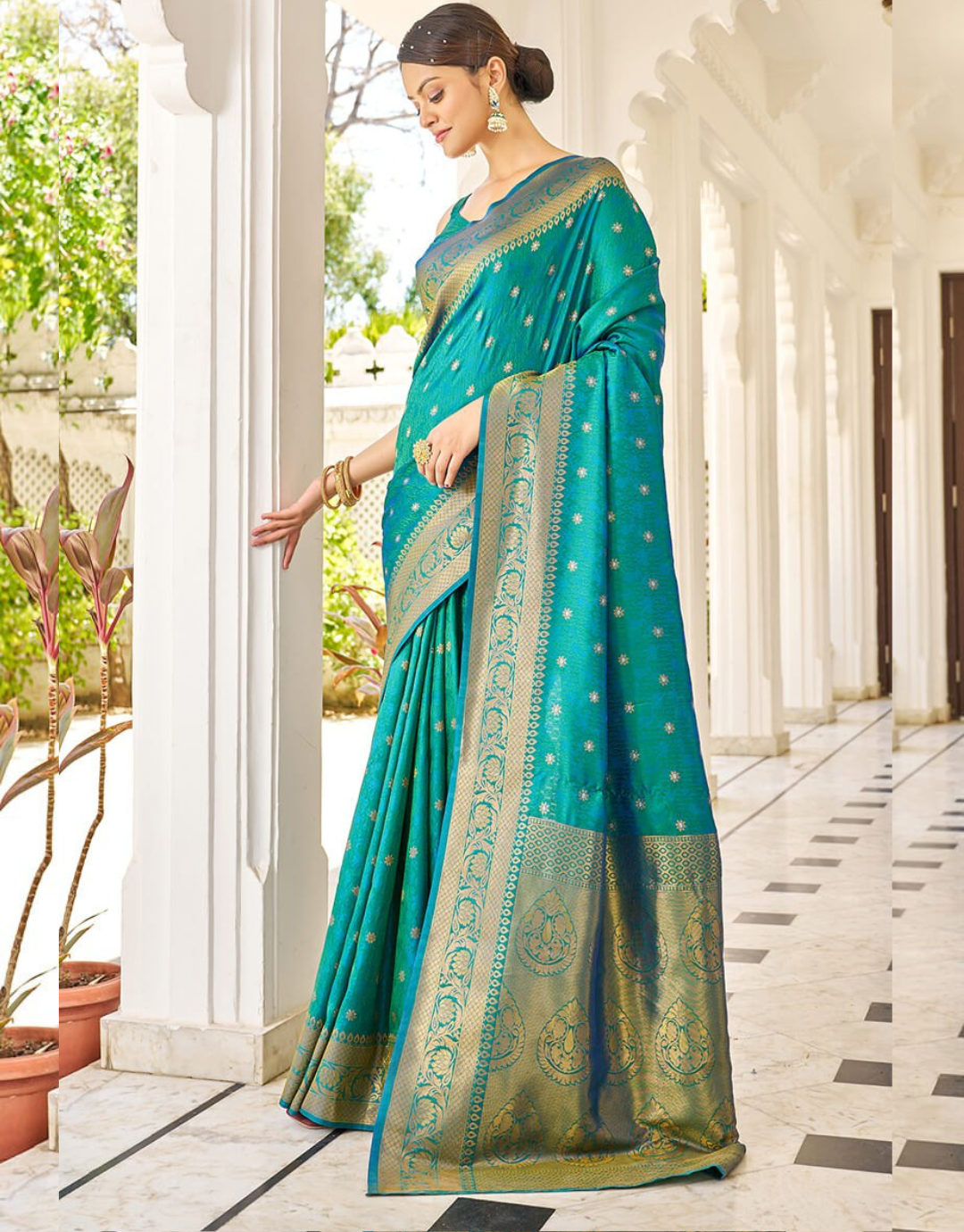 Ramagreen Daisy Kanjivaram Silk Saree